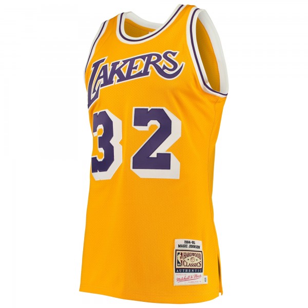 Игровая майка Magic Johnson Los Angeles Lakers Mitchell & Ness 1984/85 Hardwood Classics Authentic- Gold - оригинальная джерси НБА