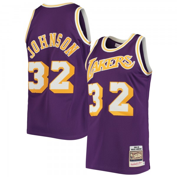 Игровая майка Magic Johnson Los Angeles Lakers Mitchell & Ness 1984 Hardwood Classics Authentic- Purple - оригинальная джерси НБА