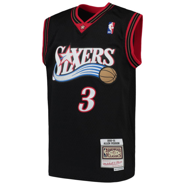 Детская джерси Philadelphia 76ers Allen Iverson Mitchell & Ness Black Hardwood Classics Swingman Throwback