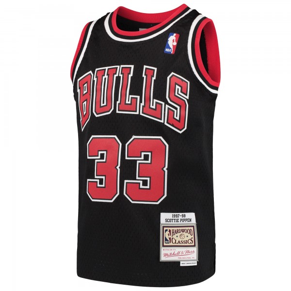 Игровая джерси Youth Chicago Bulls Scottie Pippen Mitchell & Ness Black Hardwood Classics Swingman Throwback