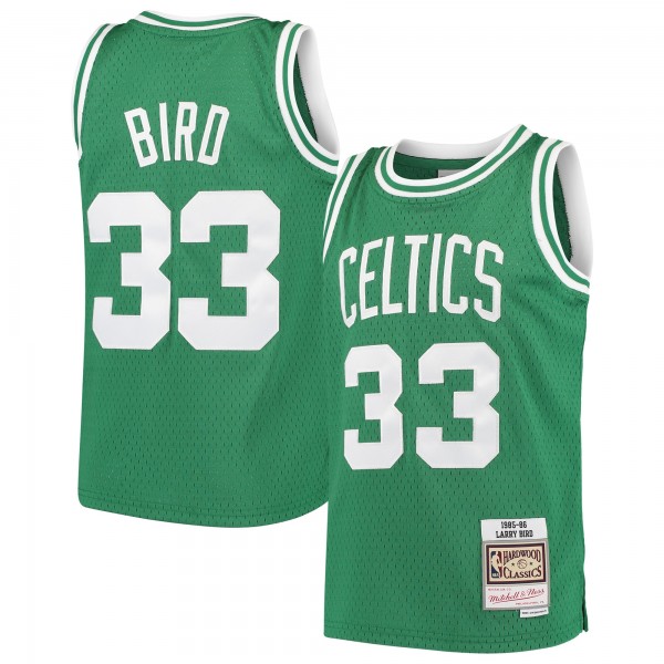 Подростковая Boston Celtics Larry Bird Mitchell & Ness Kelly Green Hardwood Classics Swingman Throwback Jersey