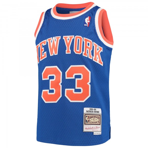 Подростковая New York Knicks Patrick Ewing Mitchell & Ness Blue Hardwood Classics Swingman Throwback Jersey