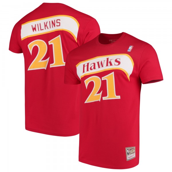 Atlanta Hawks Dominique Wilkins Mitchell & Ness Red Hardwood Classics Team Name & Number T-Shirt