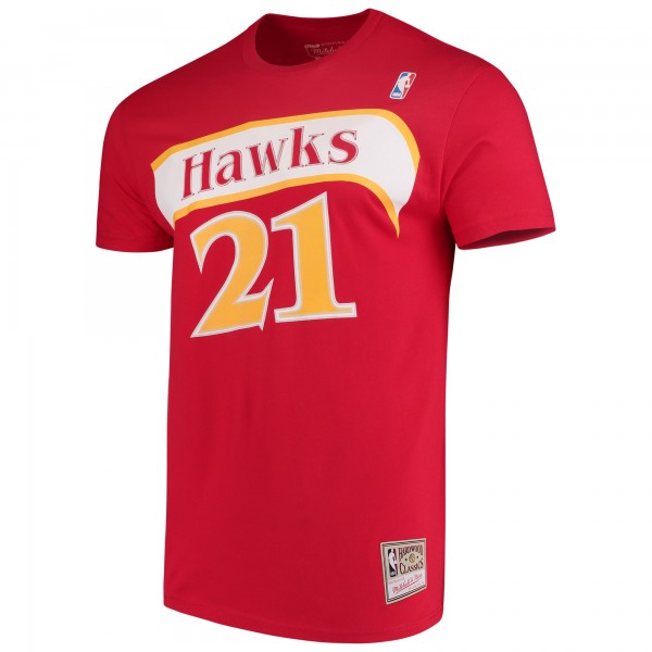 Atlanta Hawks Dominique Wilkins Mitchell & Ness Red Hardwood Classics Team Name & Number T-Shirt