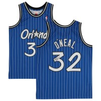 Autographed Orlando Magic Shaquille ONeal Fanatics Authentic Mitchell & Ness Hardwood Classic Swingman 1995-1996 Blue Pinstripe Replica Jersey