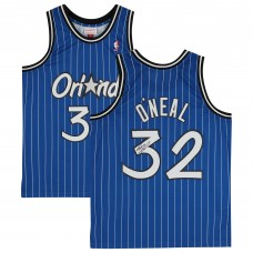 Autographed Orlando Magic Shaquille ONeal Fanatics Authentic Mitchell & Ness Hardwood Classic Swingman 1995-1996 Blue Pinstripe Replica Jersey