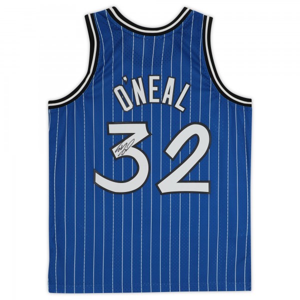 Autographed Orlando Magic Shaquille ONeal Fanatics Authentic Mitchell & Ness Hardwood Classic Swingman 1995-1996 Blue Pinstripe Replica Jersey