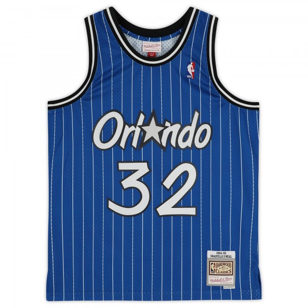 Autographed Orlando Magic Shaquille ONeal Fanatics Authentic Mitchell & Ness Hardwood Classic Swingman 1995-1996 Blue Pinstripe Replica Jersey