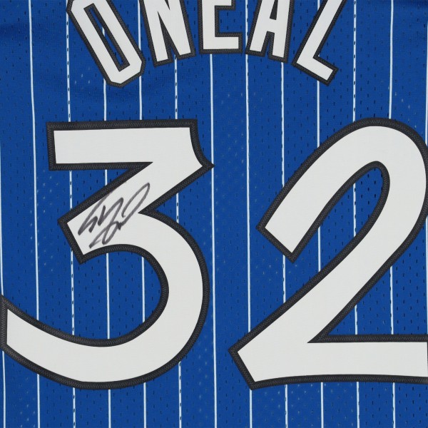 Autographed Orlando Magic Shaquille ONeal Fanatics Authentic Mitchell & Ness Hardwood Classic Swingman 1995-1996 Blue Pinstripe Replica Jersey