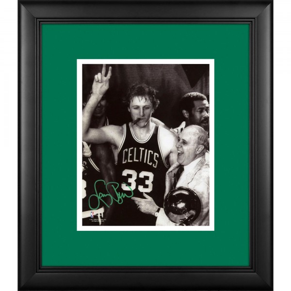 Autographed Boston Celtics Larry Bird Fanatics Authentic Framed 8 x 10 Cigar Celebration with Red Photograph