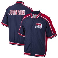 Рубашка на кнопках Magic Johnson USA Basketball Mitchell & Ness 1992 Dream Team Authentic Warm-Up - Navy
