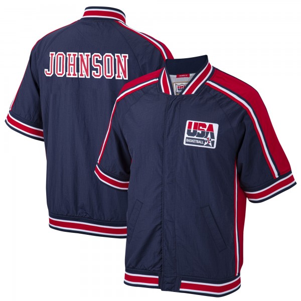 Рубашка на кнопках Magic Johnson USA Basketball Mitchell & Ness 1992 Dream Team Authentic Warm-Up - Navy