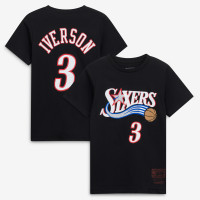 Подростковая Philadelphia 76ers Allen Iverson Mitchell & Ness Black Hardwood Classics Name & Number T-Shirt