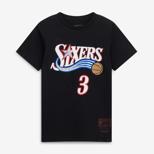 Подростковая Philadelphia 76ers Allen Iverson Mitchell & Ness Black Hardwood Classics Name & Number T-Shirt