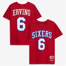 Подростковая Philadelphia 76ers Julius Erving Mitchell & Ness Red Hardwood Classics Name & Number T-Shirt