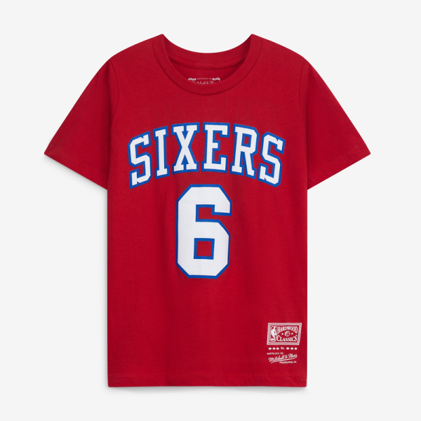 Подростковая Philadelphia 76ers Julius Erving Mitchell & Ness Red Hardwood Classics Name & Number T-Shirt