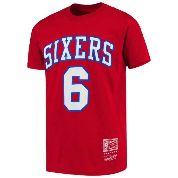 Подростковая Philadelphia 76ers Julius Erving Mitchell & Ness Red Hardwood Classics Name & Number T-Shirt