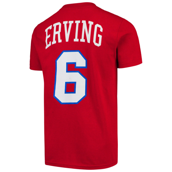Подростковая Philadelphia 76ers Julius Erving Mitchell & Ness Red Hardwood Classics Name & Number T-Shirt