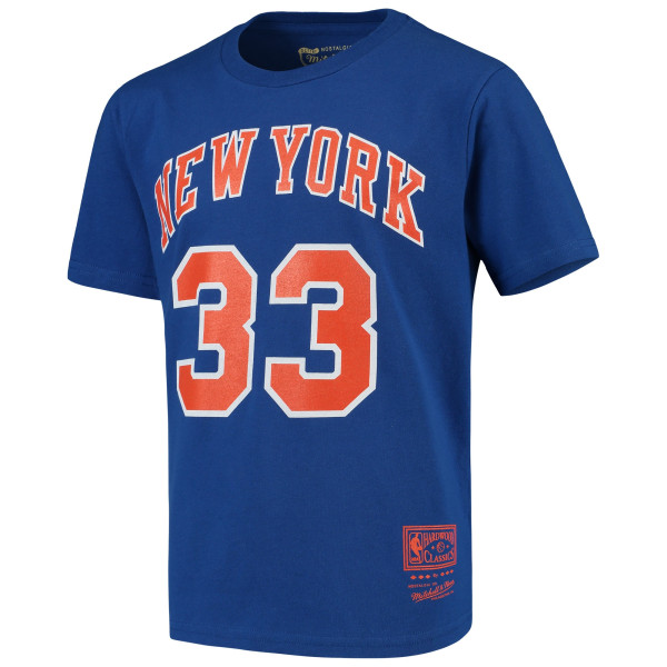 Подростковая New York Knicks Patrick Ewing Mitchell & Ness Blue Hardwood Classics Name & Number T-Shirt