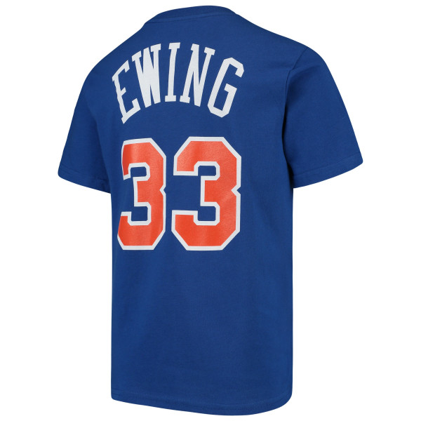 Подростковая New York Knicks Patrick Ewing Mitchell & Ness Blue Hardwood Classics Name & Number T-Shirt