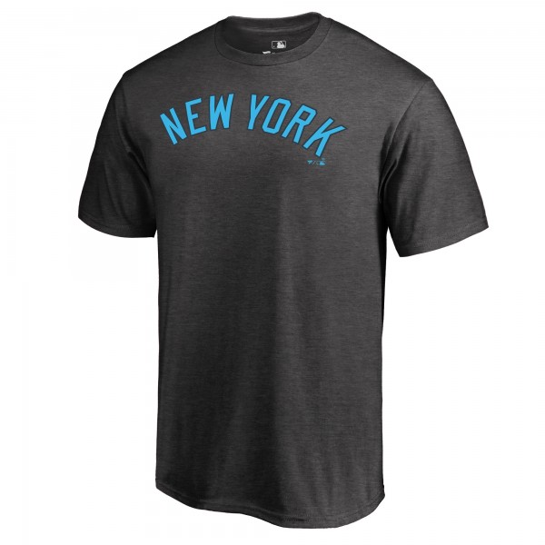 New York Yankees Heathered Charcoal Blue Wordmark T-Shirt