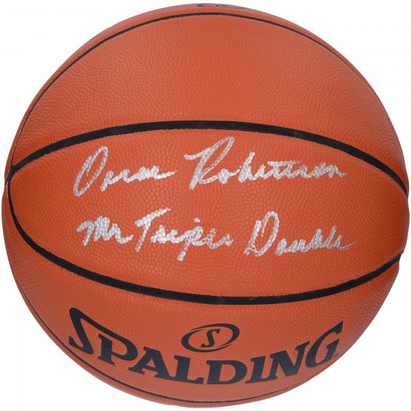 Autographed Milwaukee Bucks Oscar Robertson Fanatics Authentic Spalding Indoor/Outdoor Basketball with Mr. Triple Double Inscription