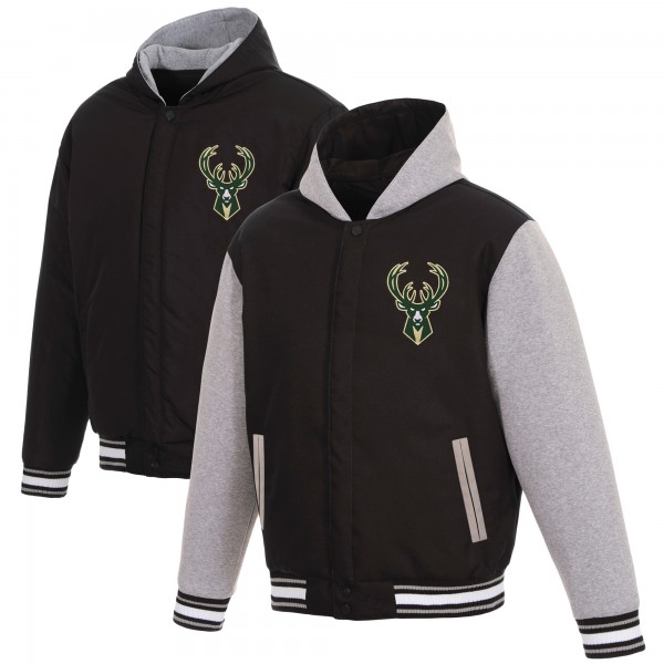 Куртка двусторонняя с флисовыми рукавами Milwaukee Bucks JH Design - Black/Gray