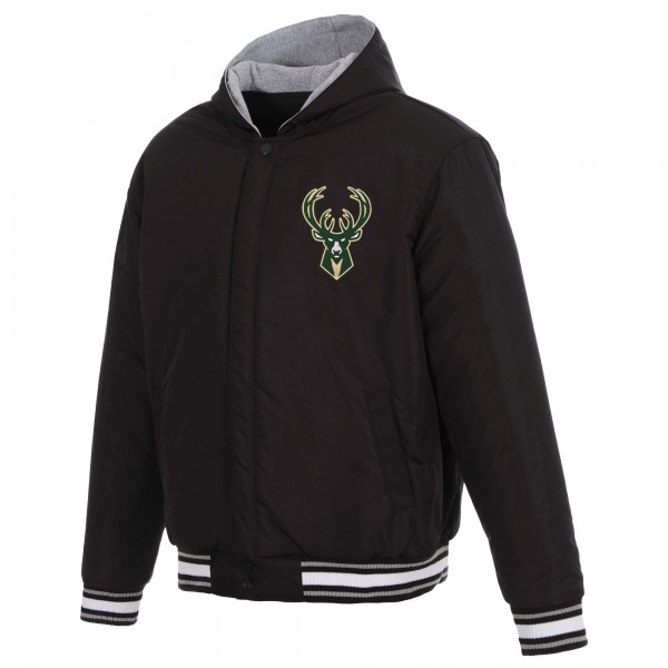 Куртка двусторонняя с флисовыми рукавами Milwaukee Bucks JH Design - Black/Gray