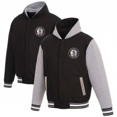 Куртка с флисовыми рукавами Brooklyn Nets JH Design Reversible Poly-Twill - Black/Gray