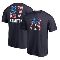 New York Yankees Giancarlo Stanton Navy Banner Wave Name & Number T-Shirt