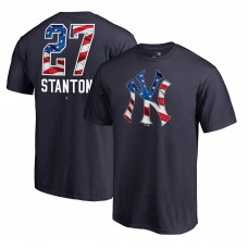 New York Yankees Giancarlo Stanton Navy Banner Wave Name & Number T-Shirt