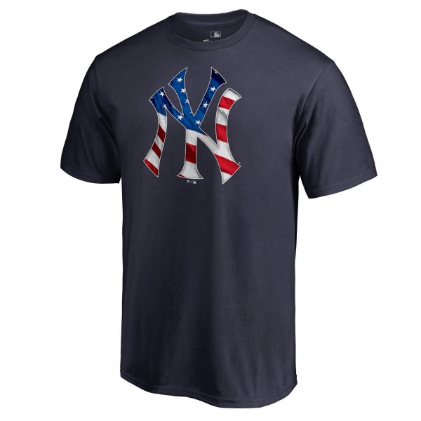 New York Yankees Giancarlo Stanton Navy Banner Wave Name & Number T-Shirt