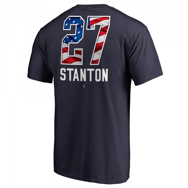 New York Yankees Giancarlo Stanton Navy Banner Wave Name & Number T-Shirt