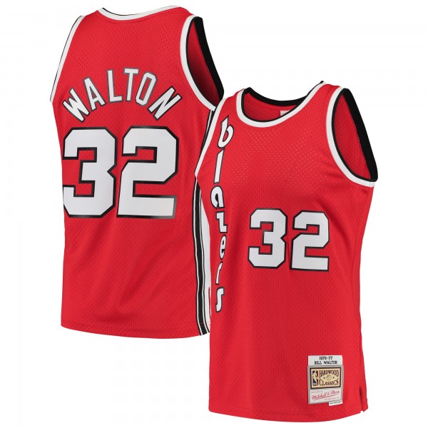 Игровая майка Bill Walton Portland Trail Blazers Mitchell & Ness 1976-77 Hardwood Classics Swingman - Red - оригинальная джерси НБА