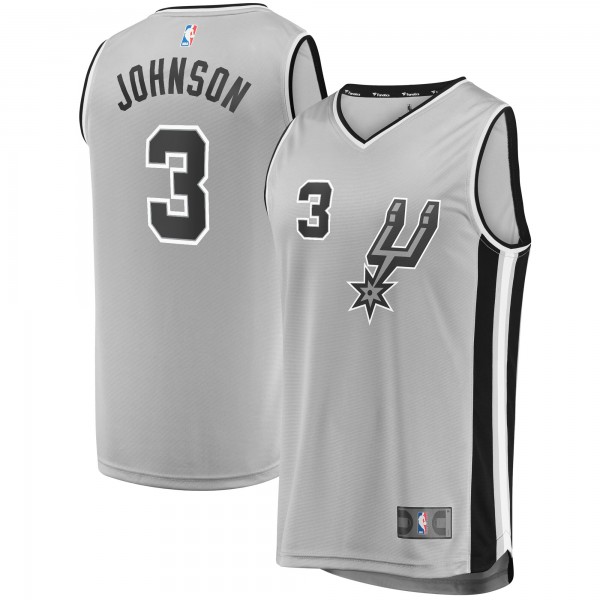 Детская игровая майка Keldon Johnson San Antonio Spurs Fast Break Replica Silver - Statement Edition - баскетбольная джерси NBA
