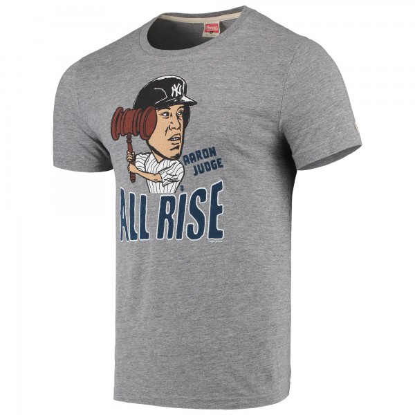 New York Yankees Aaron Judge Charcoal Caricature Tri-Blend T-Shirt