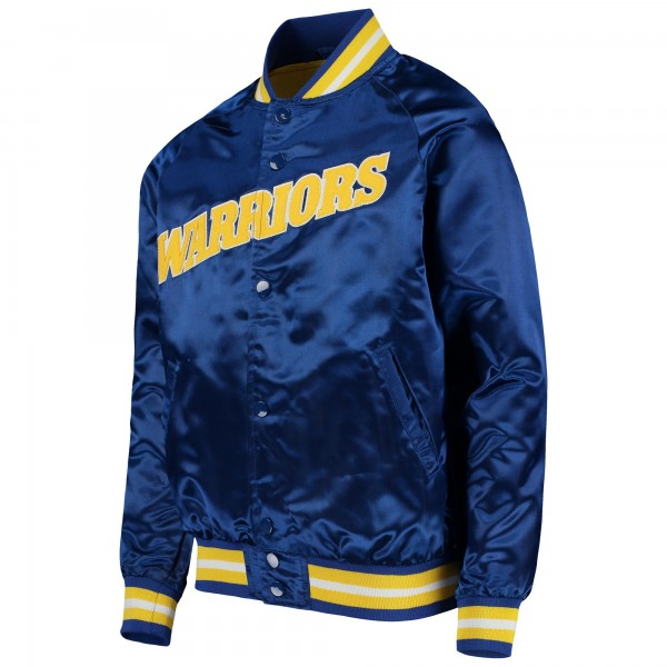 Бомбер Golden State Warriors Mitchell & Ness Youth Hardwood Classics Satin Raglan - Royal