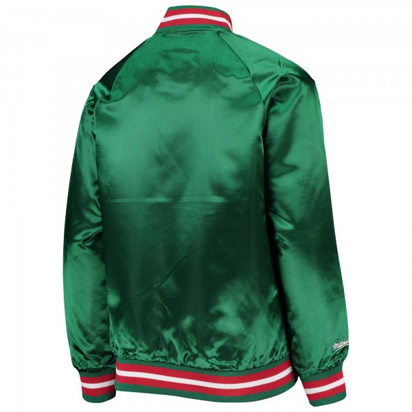 Подростковая Milwaukee Bucks Mitchell & Ness Green Hardwood Classics Satin Raglan Full-Snap Jacket