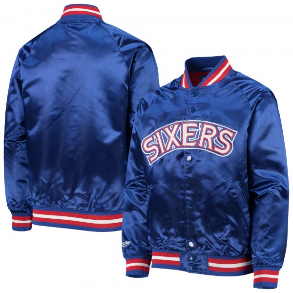 Куртка на кнопках Philadelphia 76ers Mitchell & Ness Youth Hardwood Classics Satin Raglan - Royal