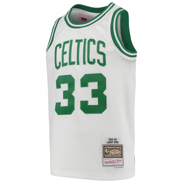 Подростковая Boston Celtics Larry Bird Mitchell & Ness White 1985-86 Hardwood Classics Swingman Throwback Jersey