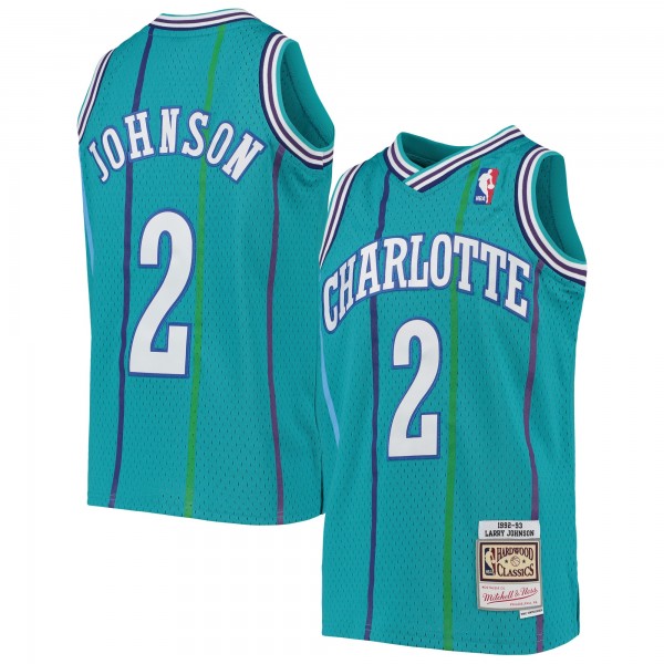 Игровая форма  Larry Johnson Charlotte Hornets Mitchell & Ness Youth 1992-93 Hardwood Classics Swingman - Teal