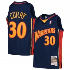 Подростковая Golden State Warriors Stephen Curry Mitchell & Ness Navy 2009-10 Hardwood Classics Swingman Throwback Jersey
