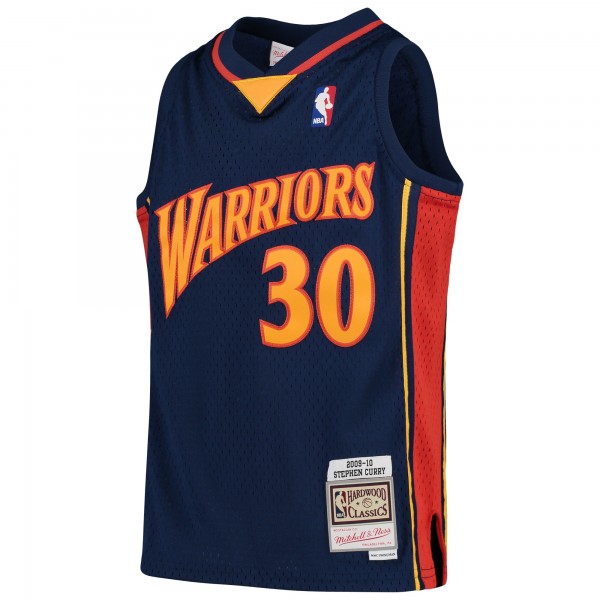 Подростковая Golden State Warriors Stephen Curry Mitchell & Ness Navy 2009-10 Hardwood Classics Swingman Throwback Jersey