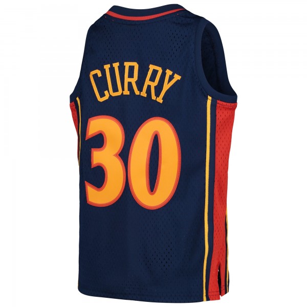 Подростковая Golden State Warriors Stephen Curry Mitchell & Ness Navy 2009-10 Hardwood Classics Swingman Throwback Jersey