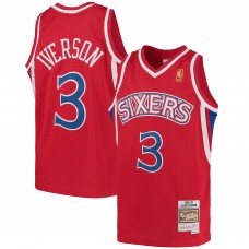 Подростковая Philadelphia 76ers Allen Iverson Mitchell & Ness Red 1996/97 Hardwood Classics Swingman Throwback Jersey