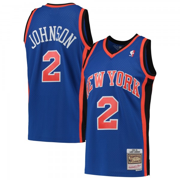 Игровая майка Larry Johnson New York Knicks Mitchell & Ness Hardwood Classics 1998-99 Swingman - Blue - оригинальная джерси НБА
