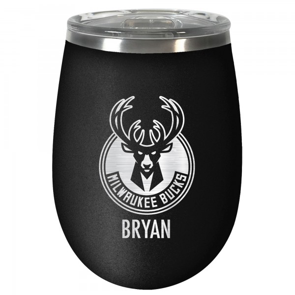 Именной бокал для вина Milwaukee Bucks 12oz. Stealth Wine - Black