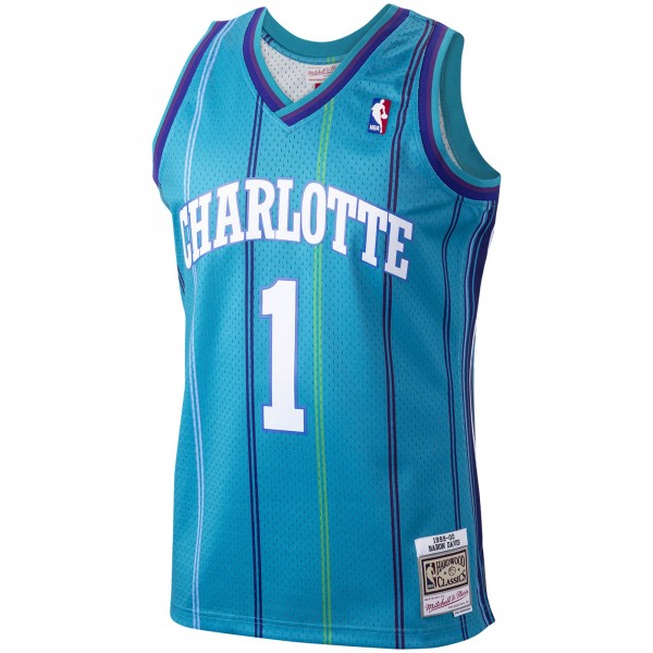 Игровая майка Baron Davis Charlotte Hornets Mitchell & Ness Hardwood Classics 1999-00 Swingman - Teal - оригинальная джерси НБА