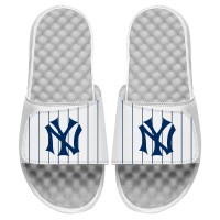 New York Yankees ISlide White Cooperstown Pinstripe Logo Slide Sandals