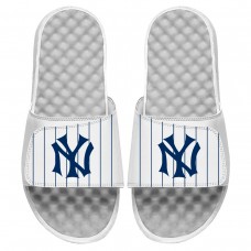 New York Yankees ISlide White Cooperstown Pinstripe Logo Slide Sandals